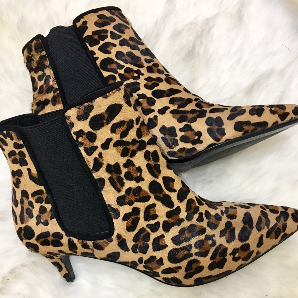 Zara Leopard Print Leather Booties